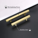 Square Brushed Gold Cabinet Pulls  For Kitchen