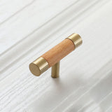 Wooden Brushed Brass Handles for Furniture Cabinet Cupboard Door