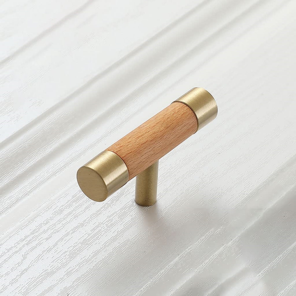 Wooden Brushed Brass Handles for Furniture Cabinet Cupboard Door