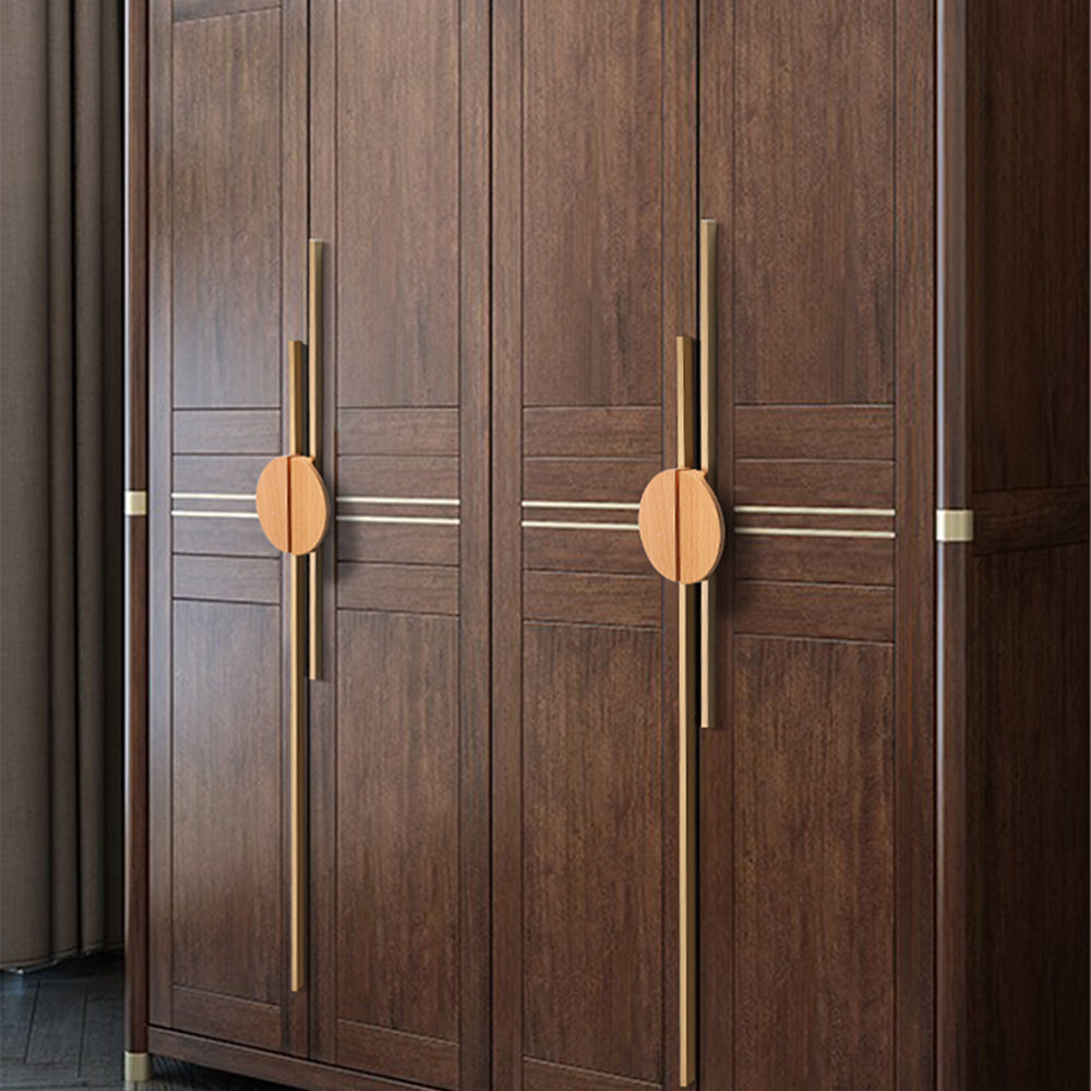 A Pair of Semicircle Wooden Natural Walnut Wardrobe Pulls
