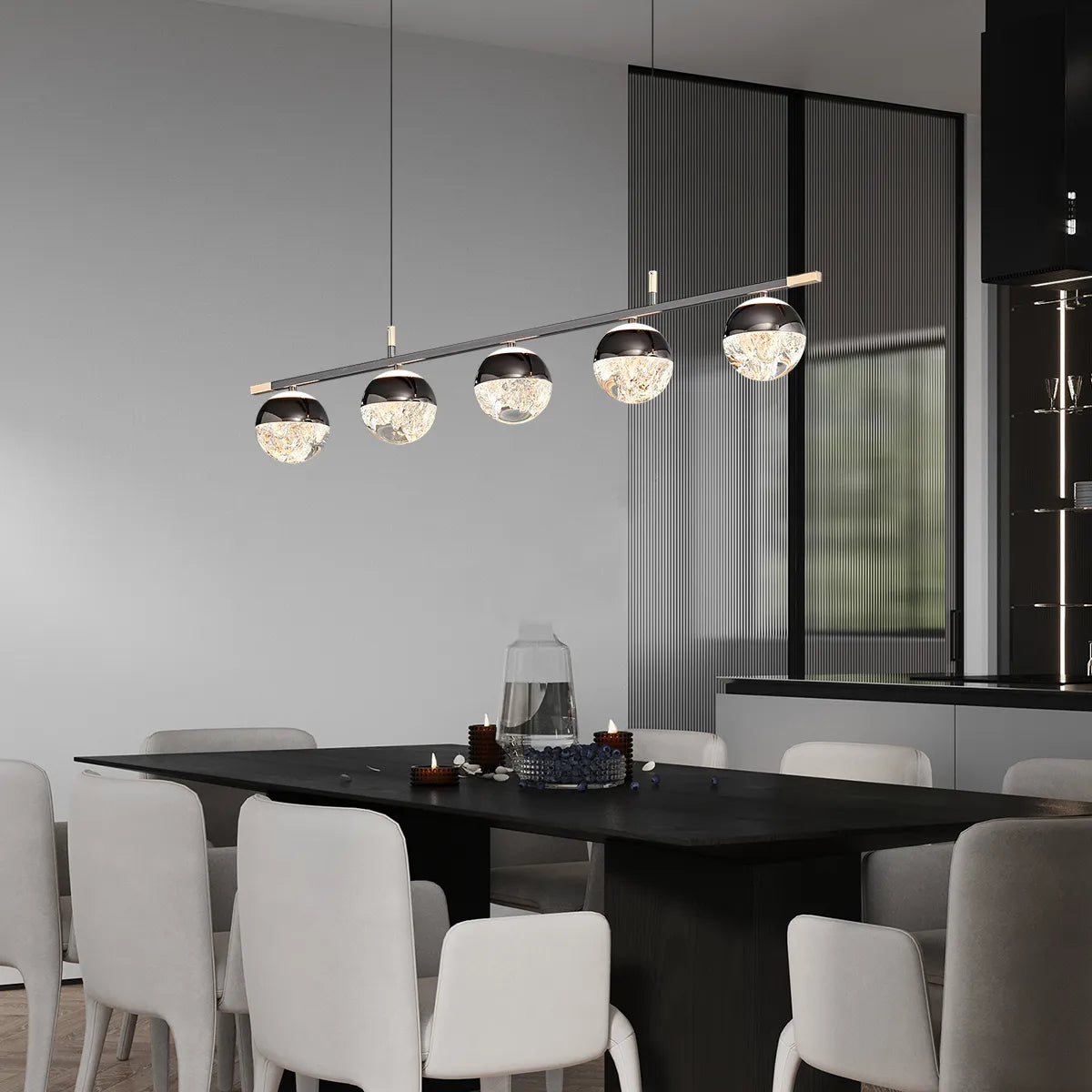 Pearl black acrylic chandelier