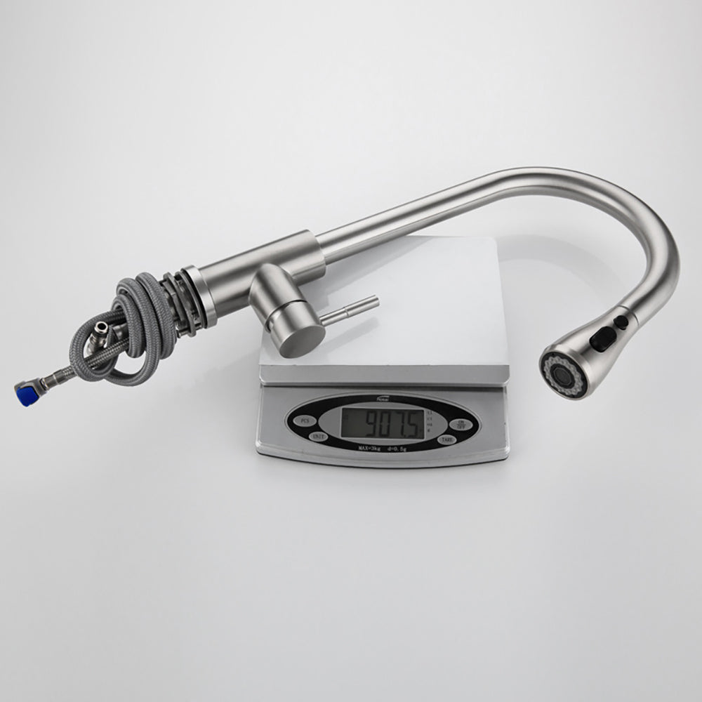 Brushed Nickel Stainless Steel Kitchen Faucet with Pull Down Sprayer