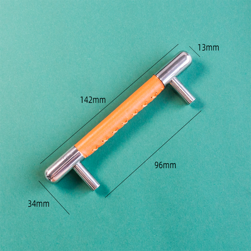 Colorful Leather Stainless Steel Cabinet Pulls for Kitchen Decor