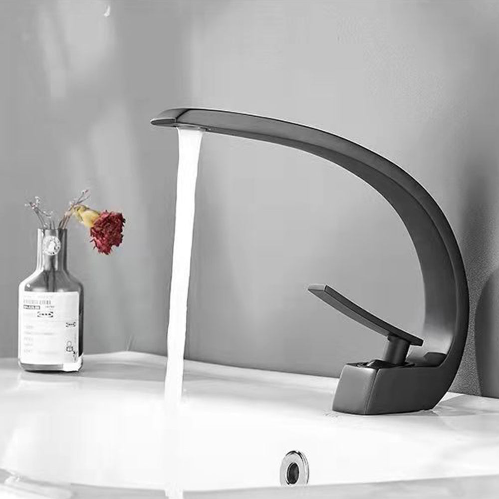 Single Handle Waterfall Arc Bathroom Sink Faucet