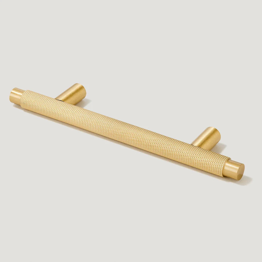 Brass Knurled T-Bar Cabinet Drawer Handles