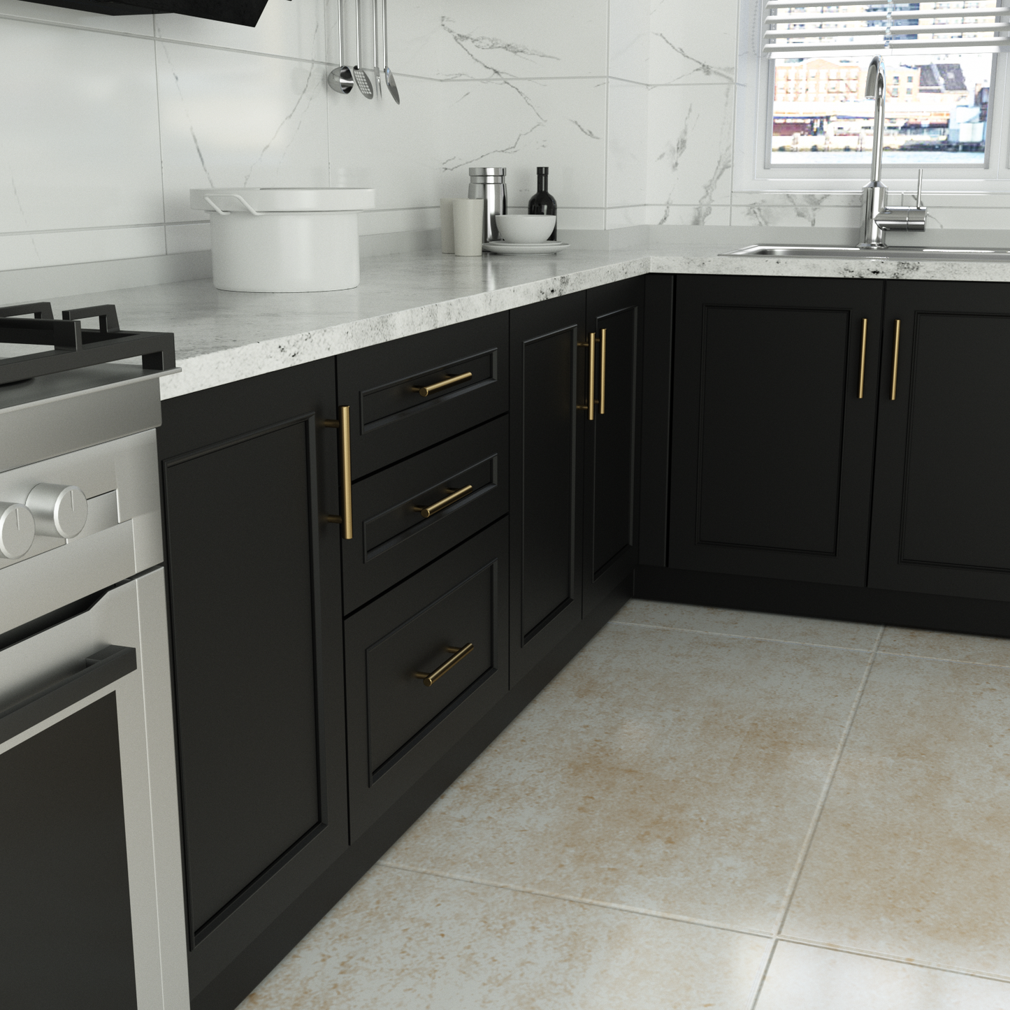 Brushed Gold Euro Style Cabinet Handles