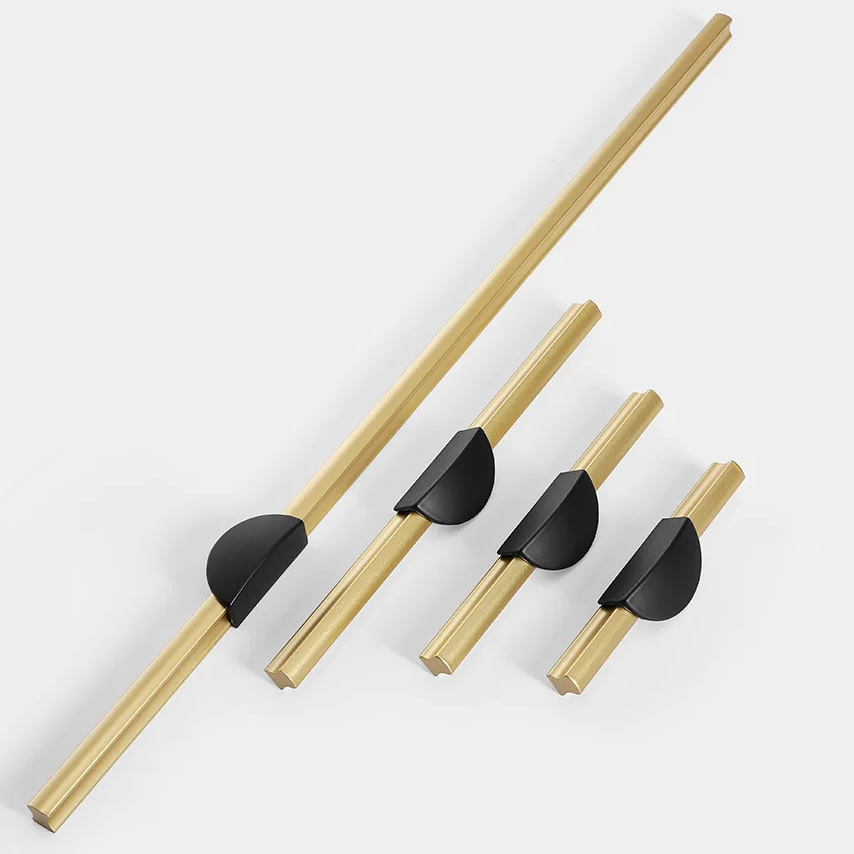 Gold & Black Semicircle Wardrobe Pulls Dresser Drawer Handles