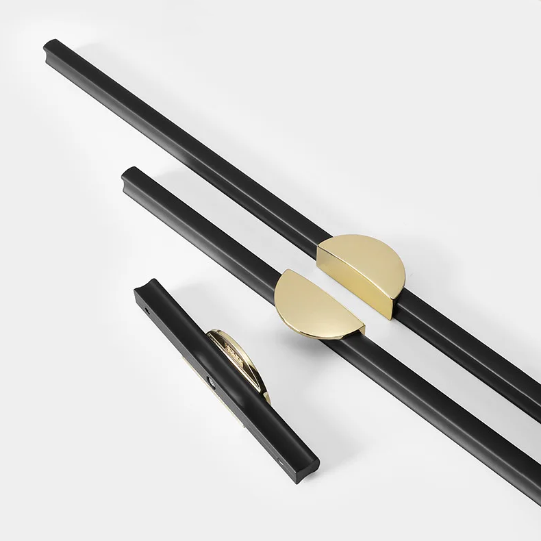 Gold & Black Semicircle Wardrobe Pulls Dresser Drawer Handles