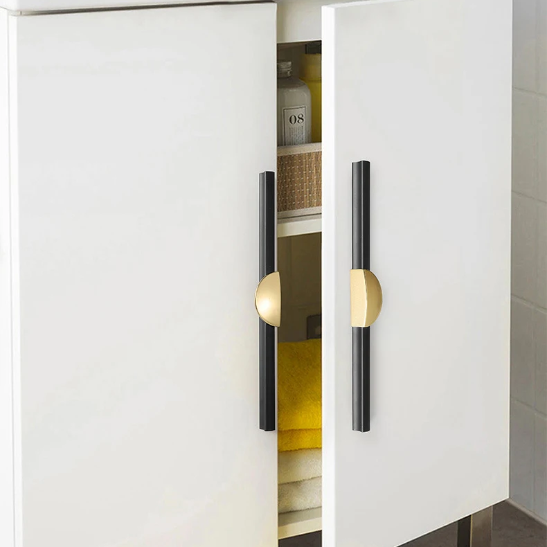 Gold & Black Semicircle Wardrobe Pulls Dresser Drawer Handles