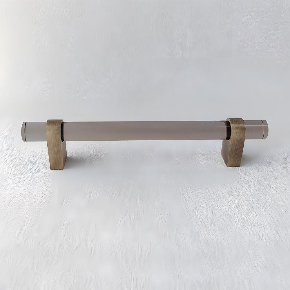 Modern Acrylic and Brass Drawer Pulls Cabinet Handles