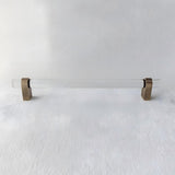 Modern Acrylic and Brass Drawer Pulls Cabinet Handles