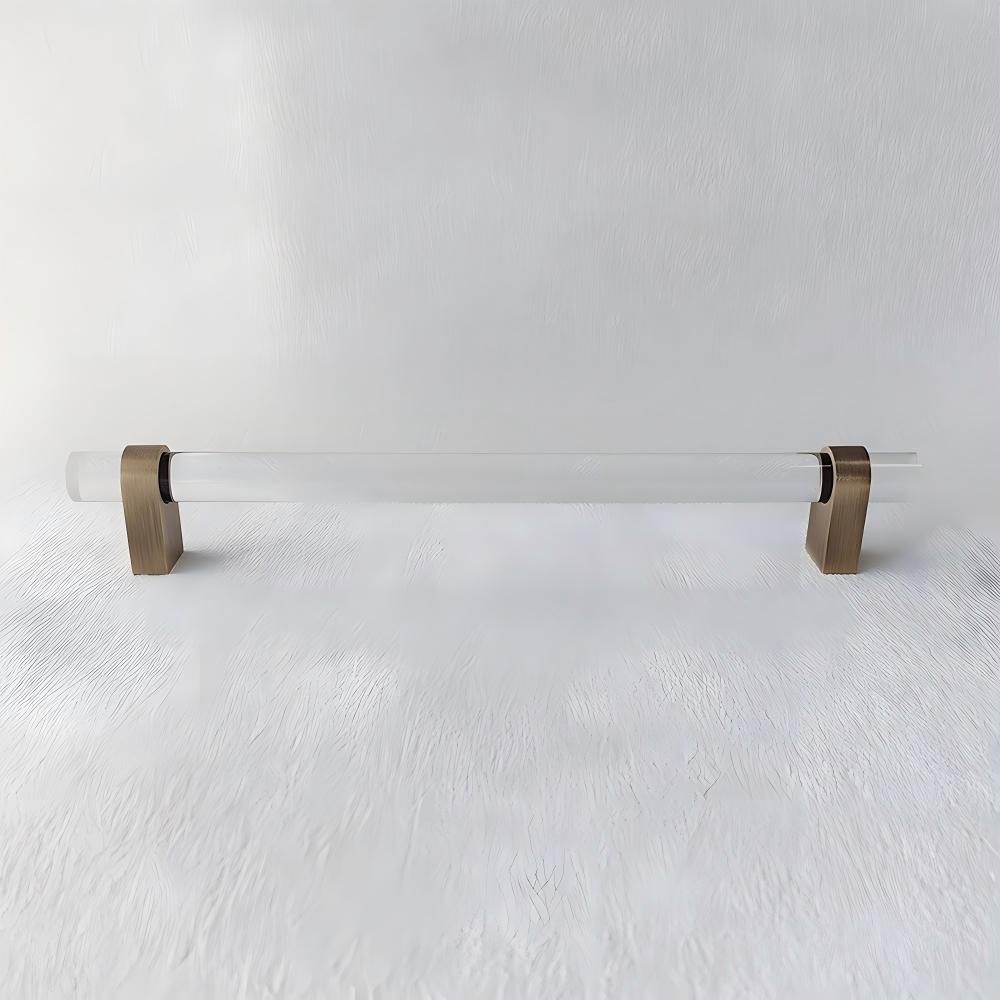 Modern Acrylic and Brass Drawer Pulls Cabinet Handles