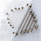 Modern Acrylic and Brass Drawer Pulls Cabinet Handles