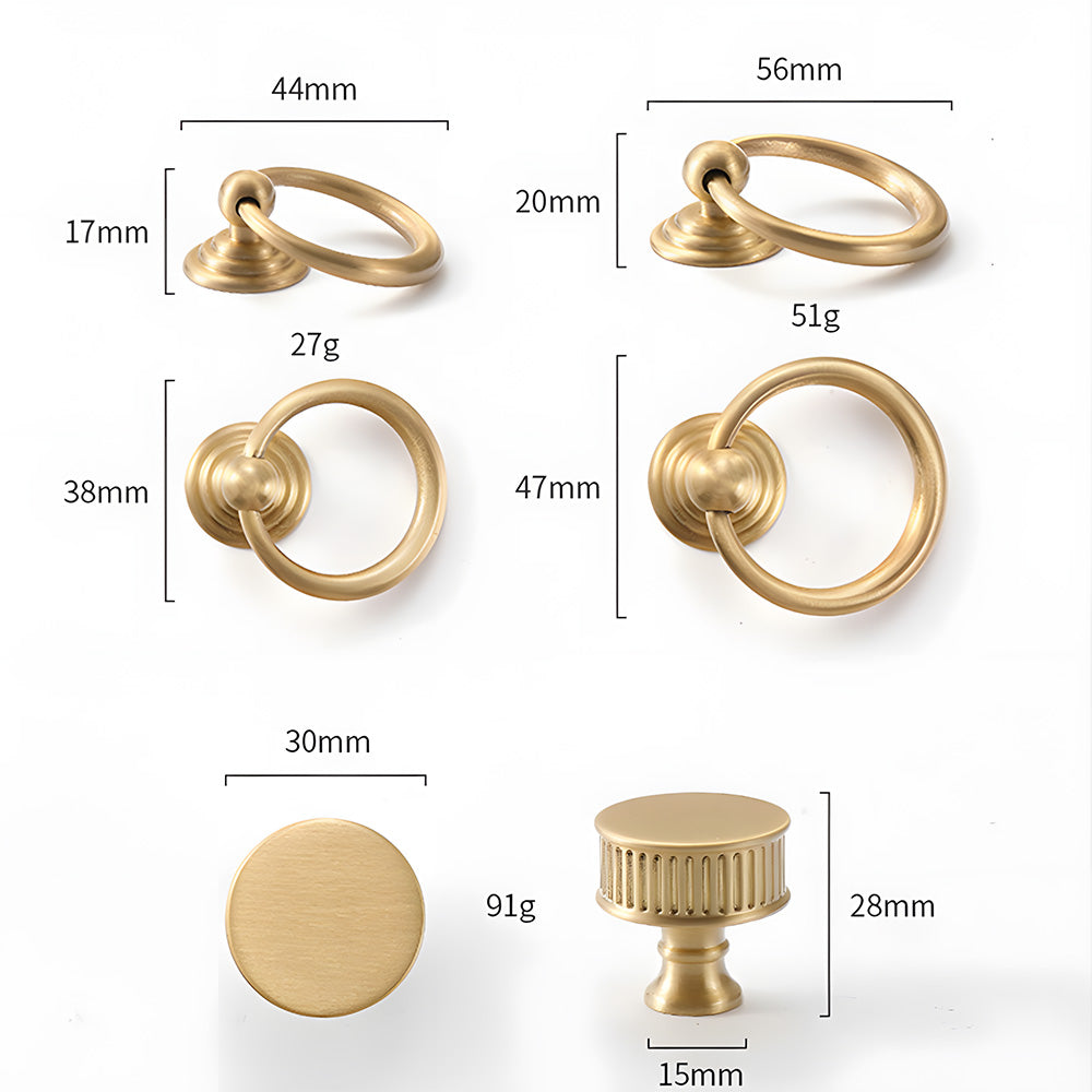 Antique Art Deco Brass Cabinet Knobs and Pulls