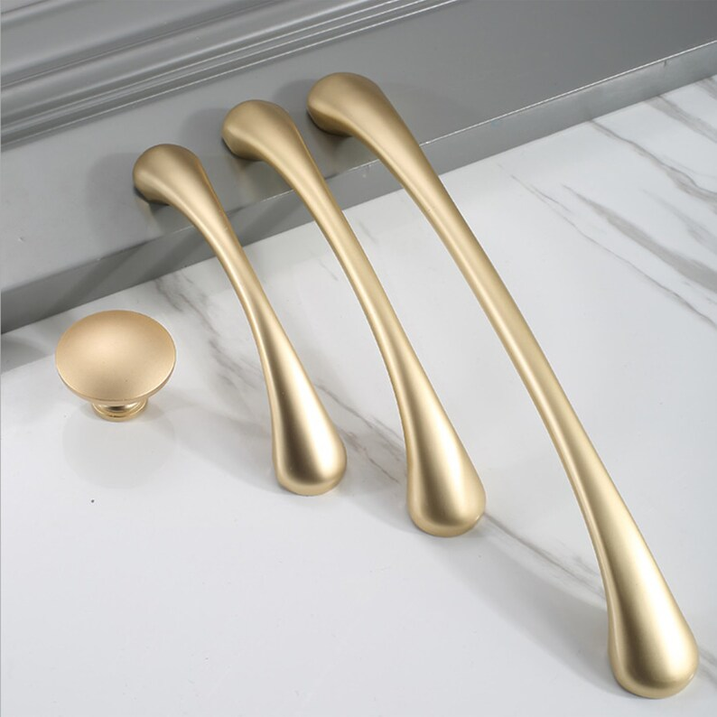 Simple Gold Modern Curved Cabinet Handles