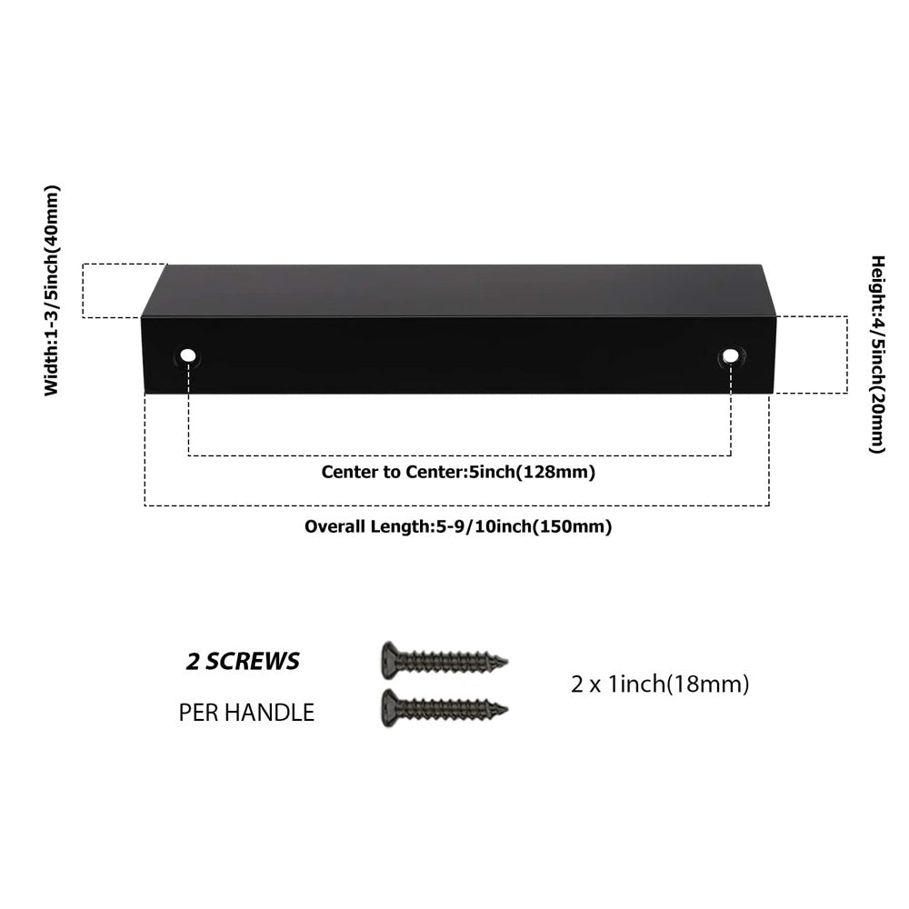Black Kitchen Cabinet Drawer Edge Finger Pulls