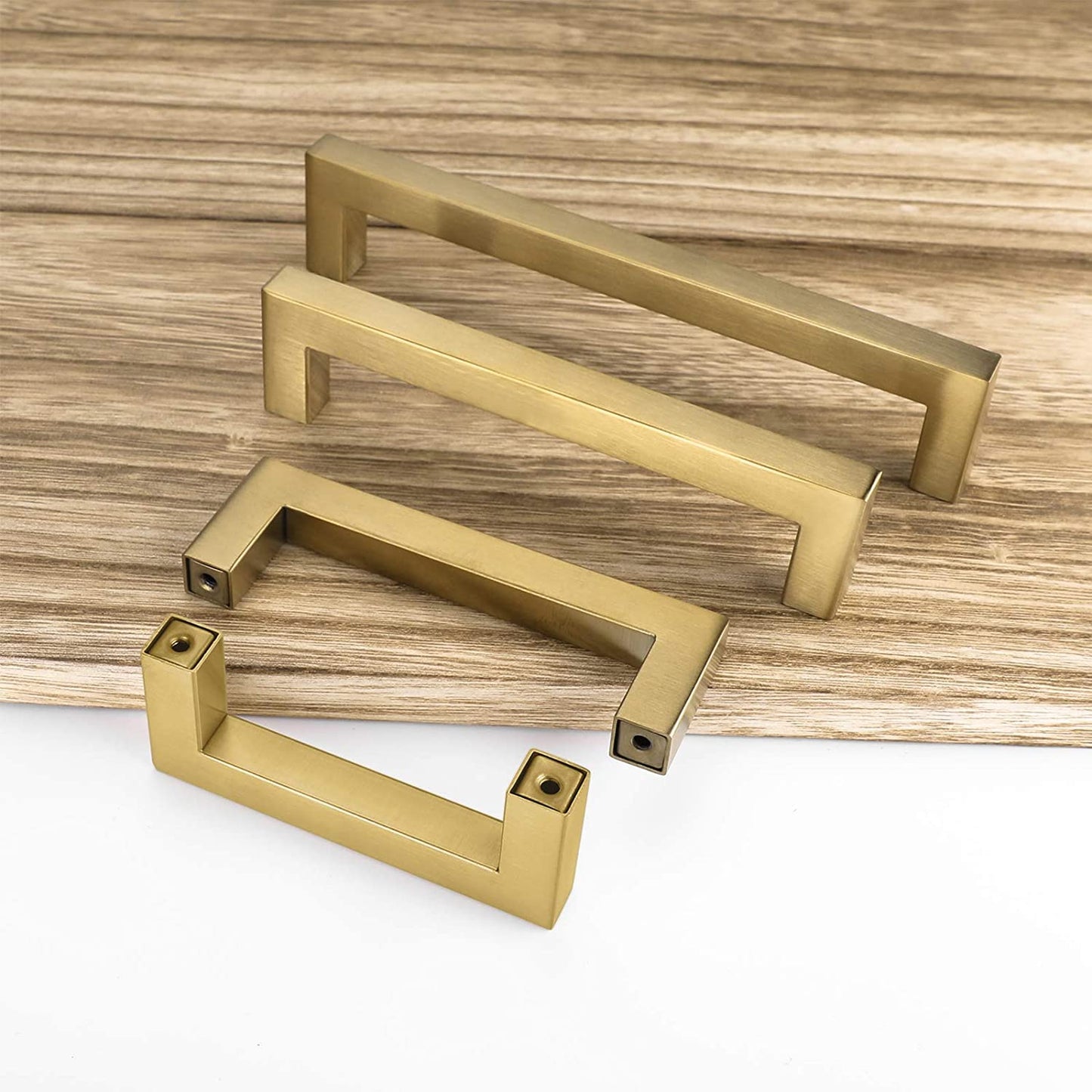 Gold Square Brushed Brass Kitchen Handles