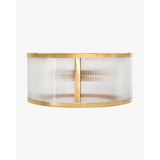 Cavendish Flush Mount heritage-inspired brushed brass ceiling light with warm refined glow in elegant bedroom interior