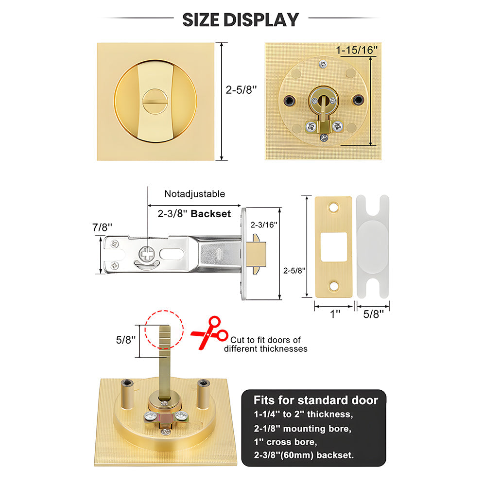 Square Keyless Pocket Door Lock with Indicator