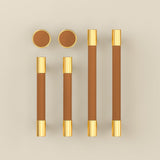 Colorful Brass Leather Cabinet Dresser Drawer Pulls