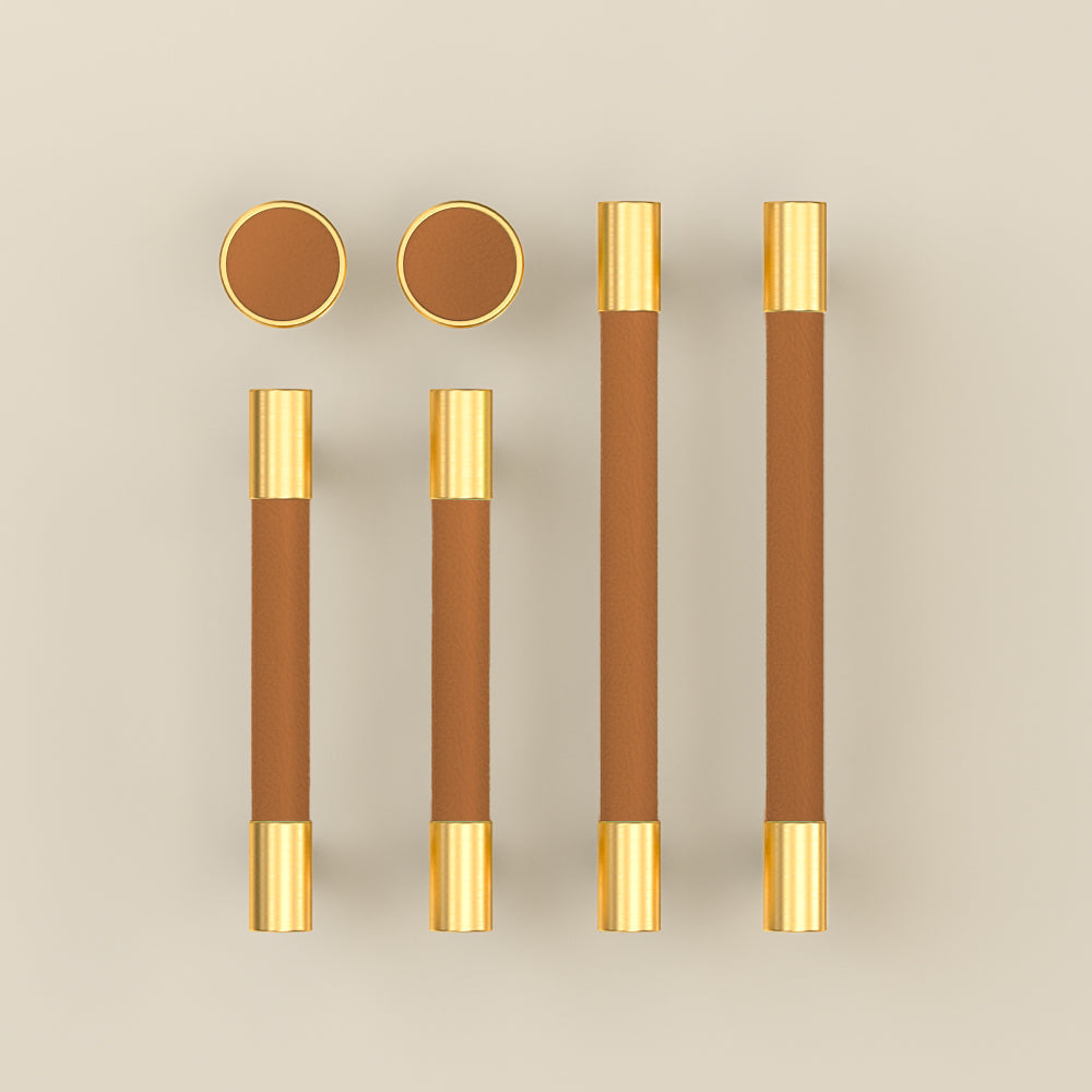 Colorful Brass Leather Cabinet Dresser Drawer Pulls