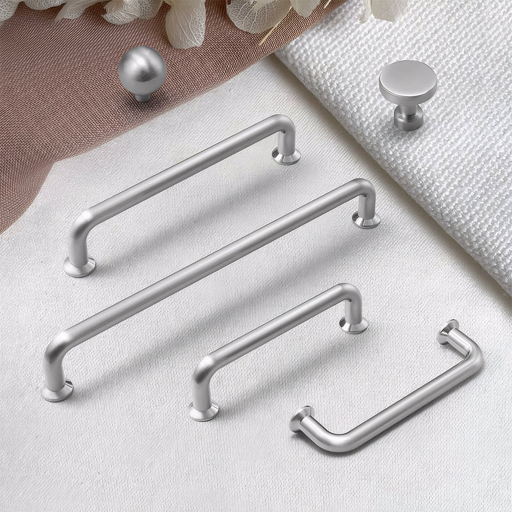 Luxury Silver Nickel Brushed Wardrobe Door Cabinet Handles