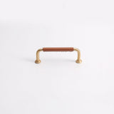 French Cowhide Brass Leather Cabinet Door Handle