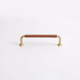 French Cowhide Brass Leather Cabinet Door Handle