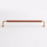 French Cowhide Brass Leather Cabinet Door Handle