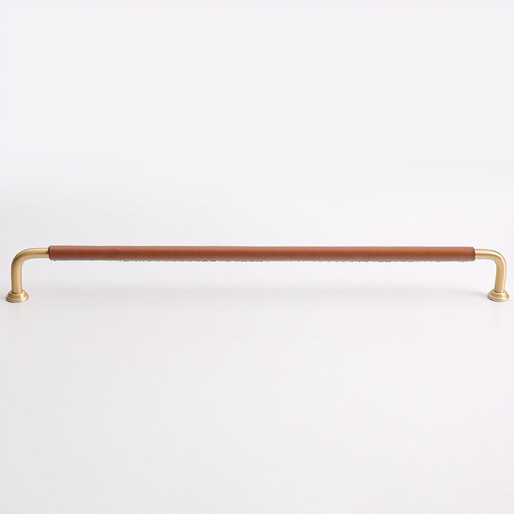 French Cowhide Brass Leather Cabinet Door Handle