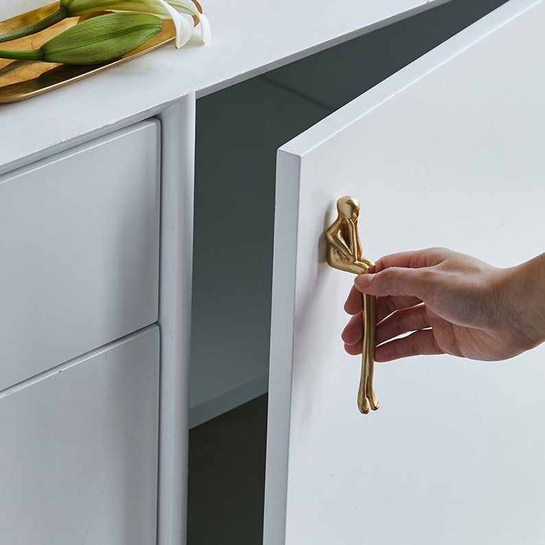 Gold Brass European Thinker Cabinet Pulls And Knobs