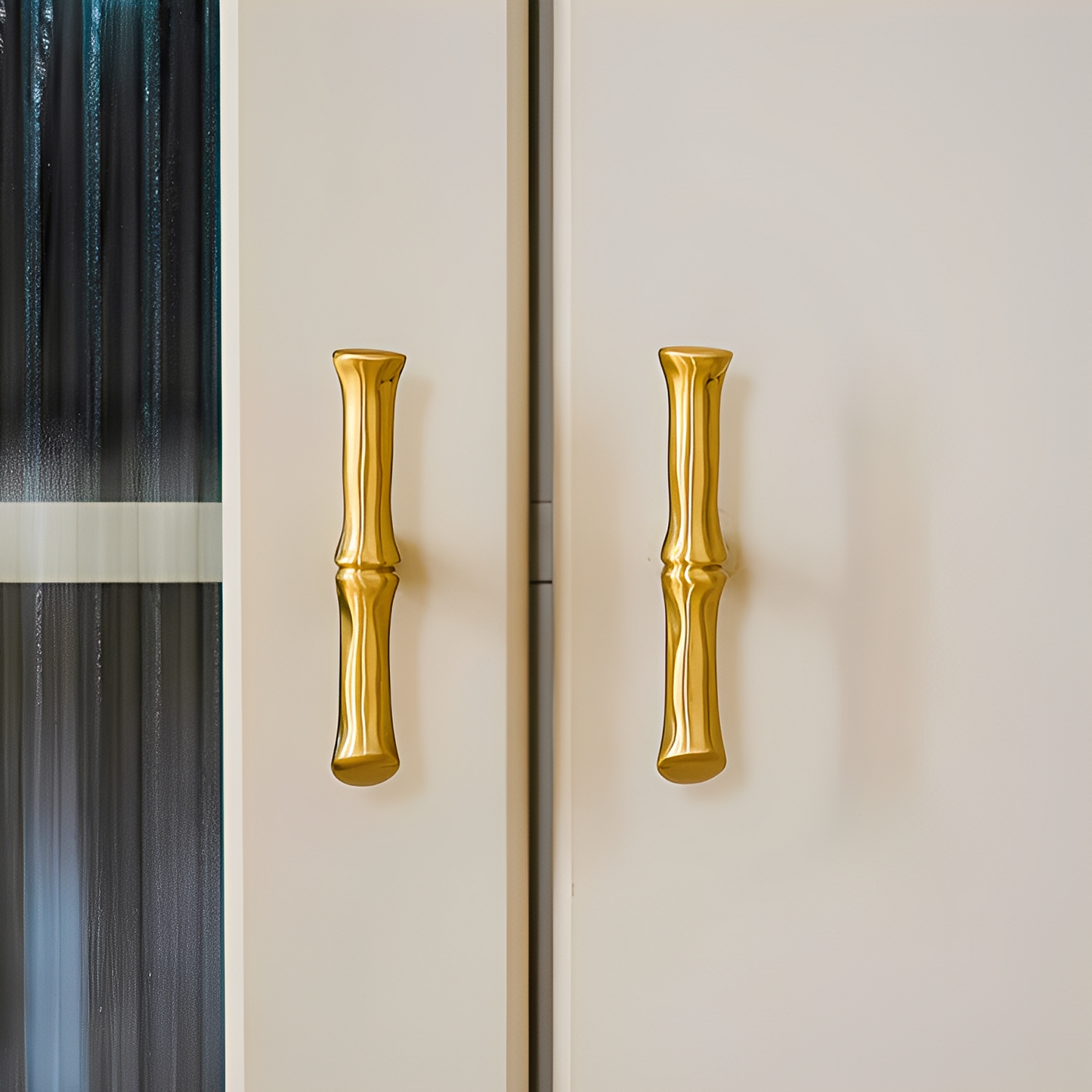 Bamboo Modern Brass Cabinet Handles