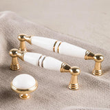 Light Luxury Gold White Creamic Kitchen Door Handles