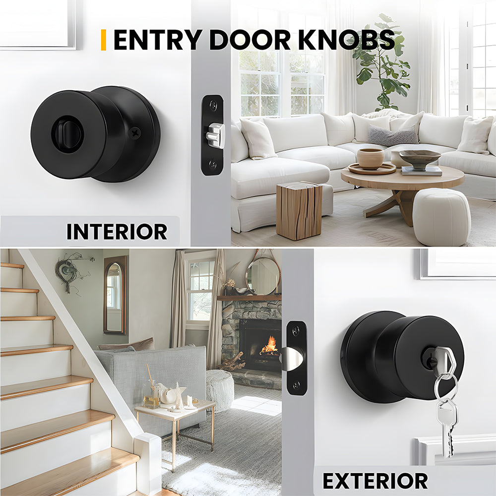 Exterior Black Keyed Door Knobs