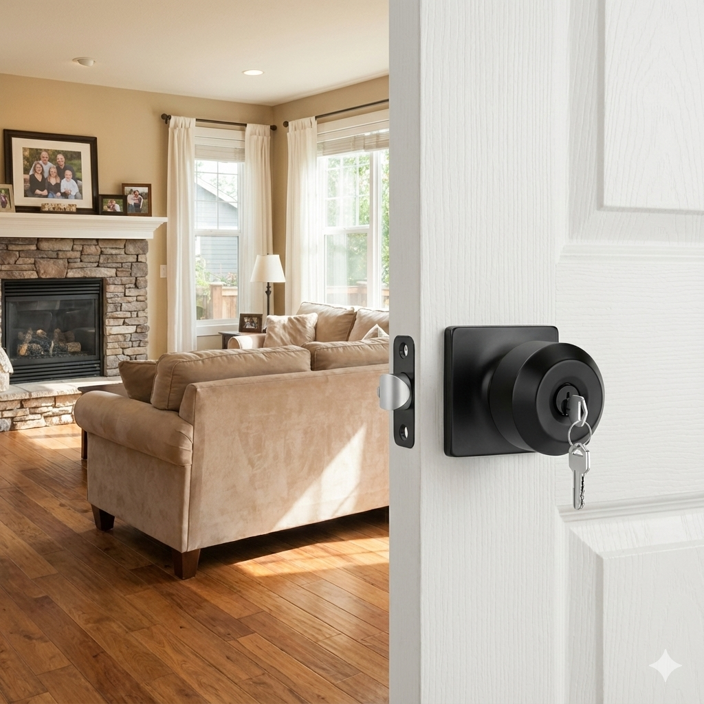 Exterior Entry Black Door Knob with Keys