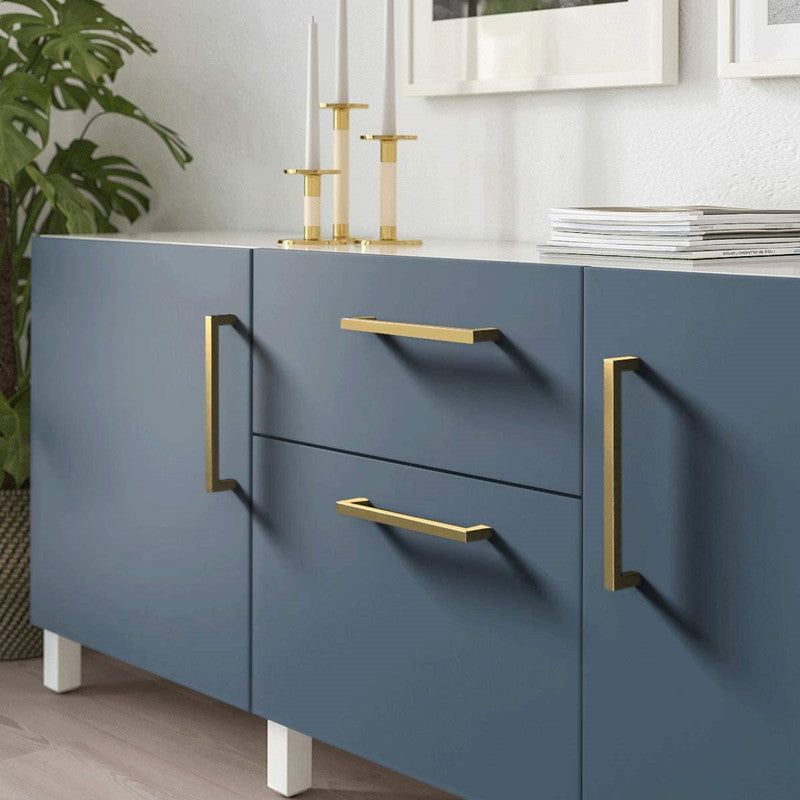 Brushed Brass Kitchen Handles Square Drawer Pulls