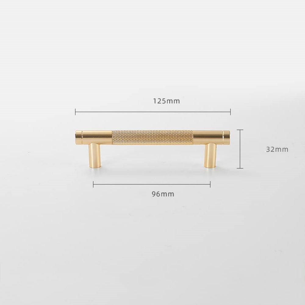 Modern Gold Knurled T-Bar Cabinet Handles