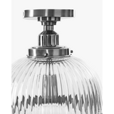 Hastings Semi-Flush Mount | Hand-Blown Ribbed Glass Antique Brass Ceiling Light
