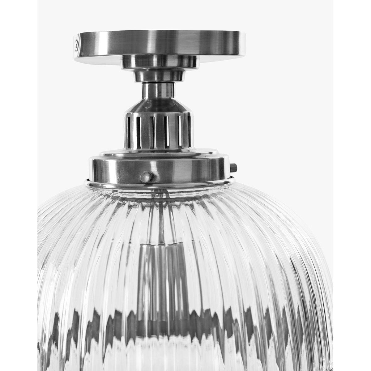 Hastings Semi-Flush Mount | Hand-Blown Ribbed Glass Antique Brass Ceiling Light