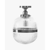 Hastings Semi-Flush Mount | Hand-Blown Ribbed Glass Antique Brass Ceiling Light