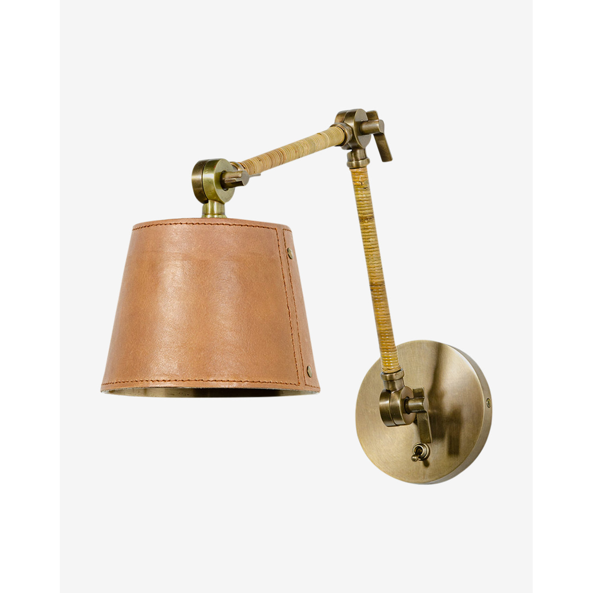 Hendrick Articulating Sconce - Adjustable Brass & Leather Wall Light