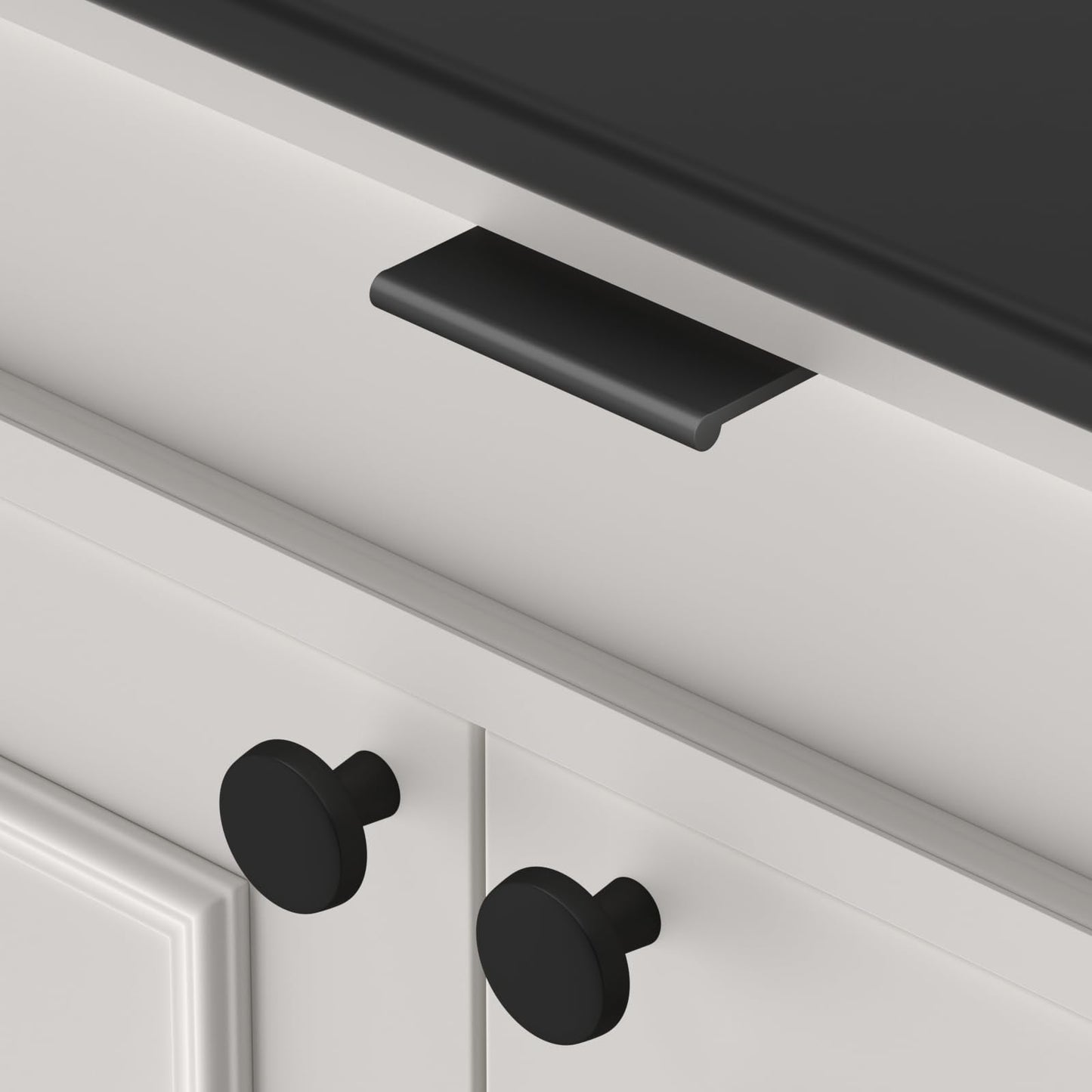 Black Kitchen Cabinet Drawer Edge Finger Pulls