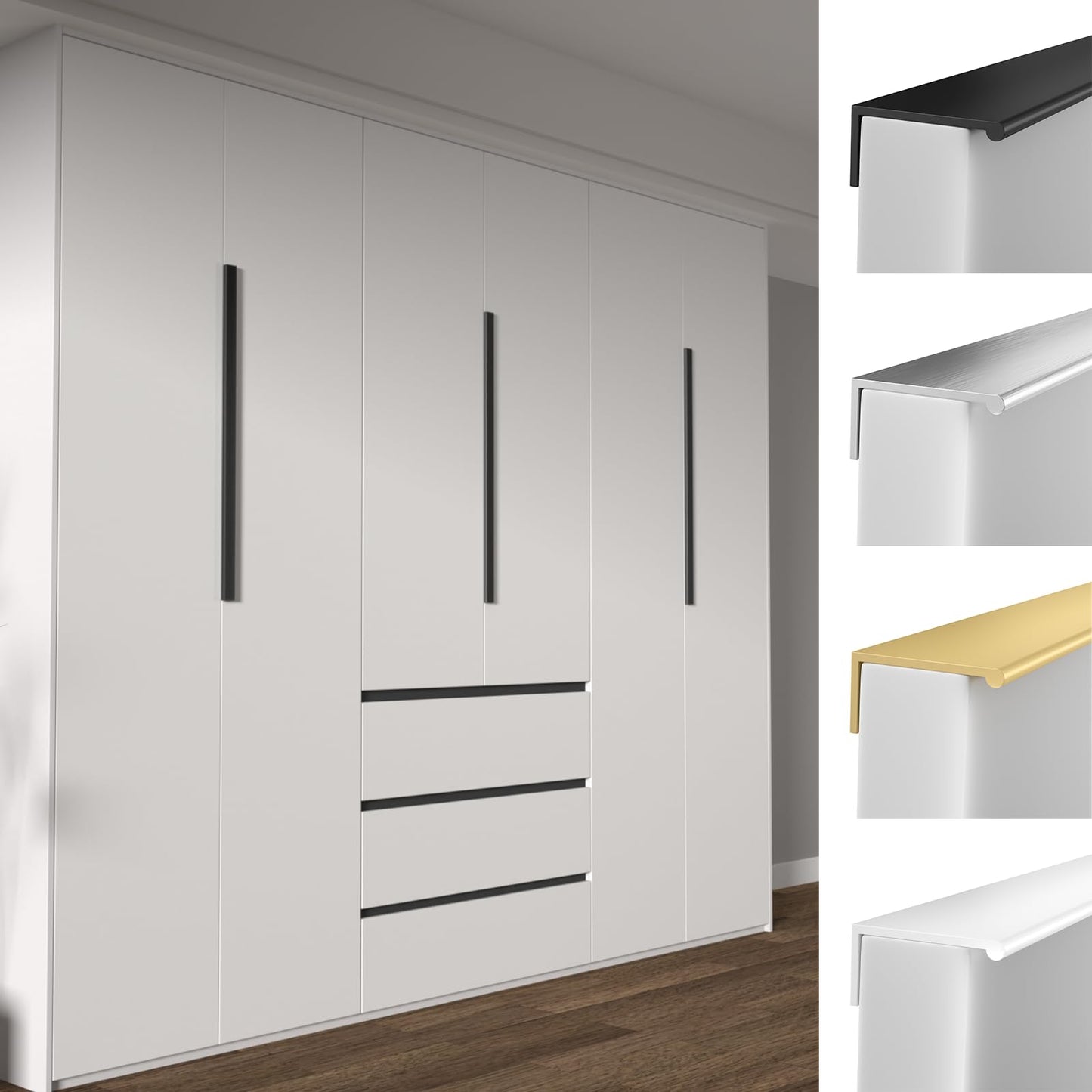 Aluminum Alloy Kitchen Cabinet Drawer Edge Pull