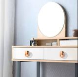 Wood Colorful Ring Leather Wardrobe Drawer Knobs