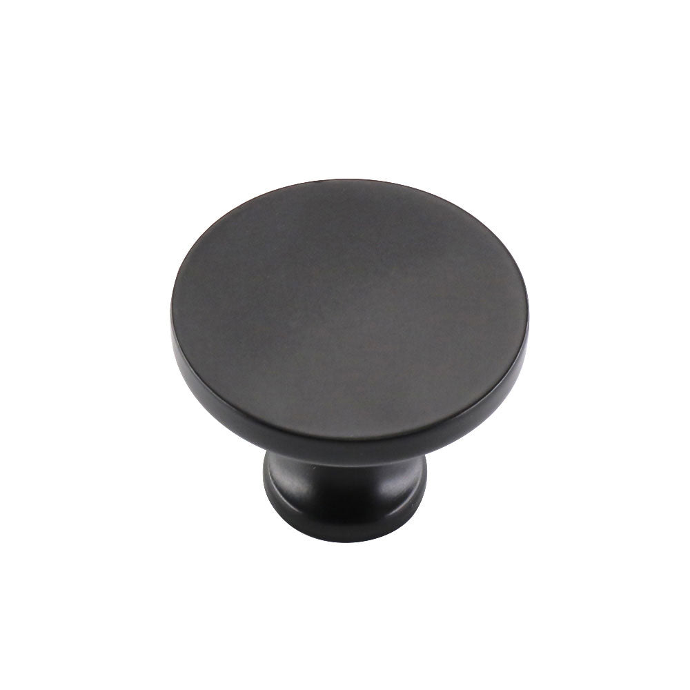 Matte Black Round Cabinet Knobs for Bathroom