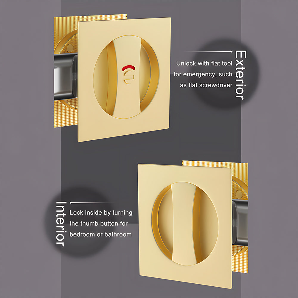 Square Keyless Pocket Door Lock with Indicator