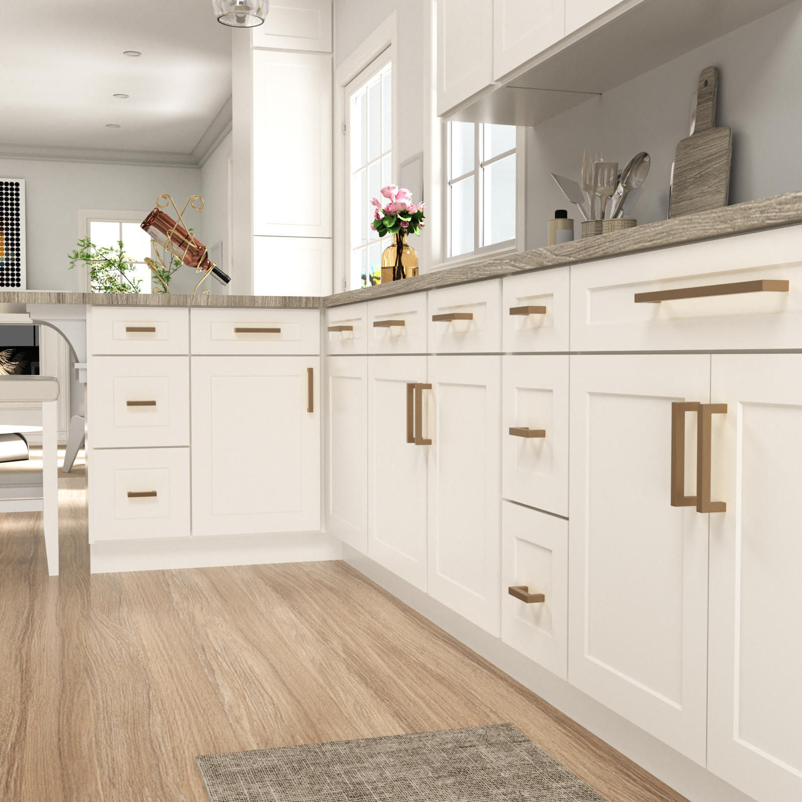 Champagne Bronze Square Cabinet Pulls for Kitchen