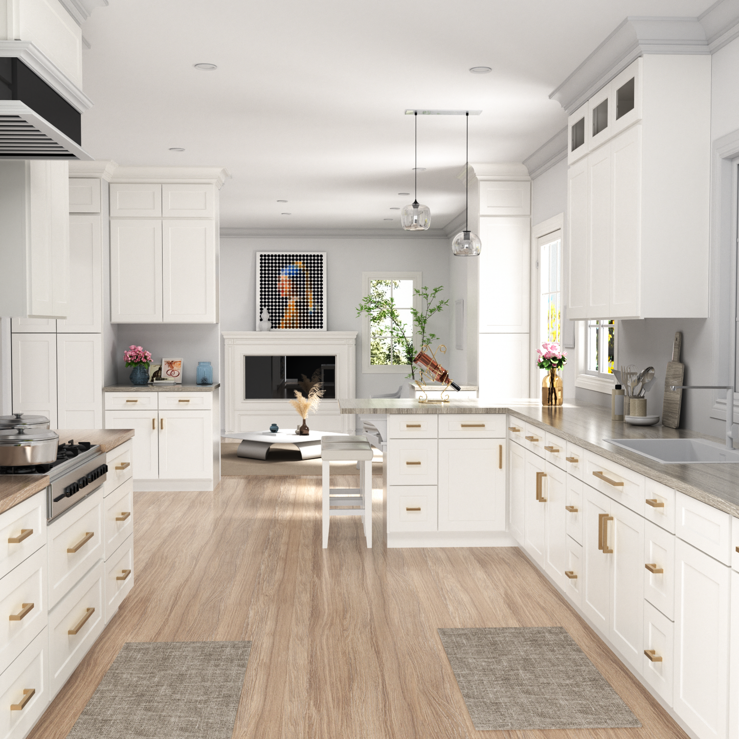 Champagne Bronze Square Cabinet Pulls for Kitchen