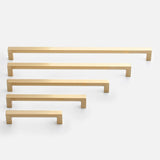 Gold Square Brushed Brass Kitchen Handles