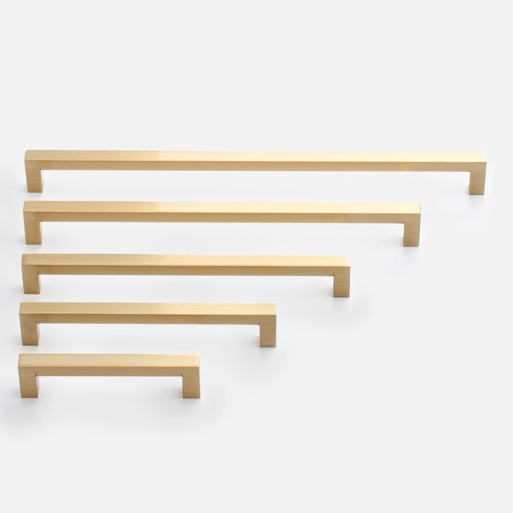 Gold Square Brushed Brass Kitchen Handles